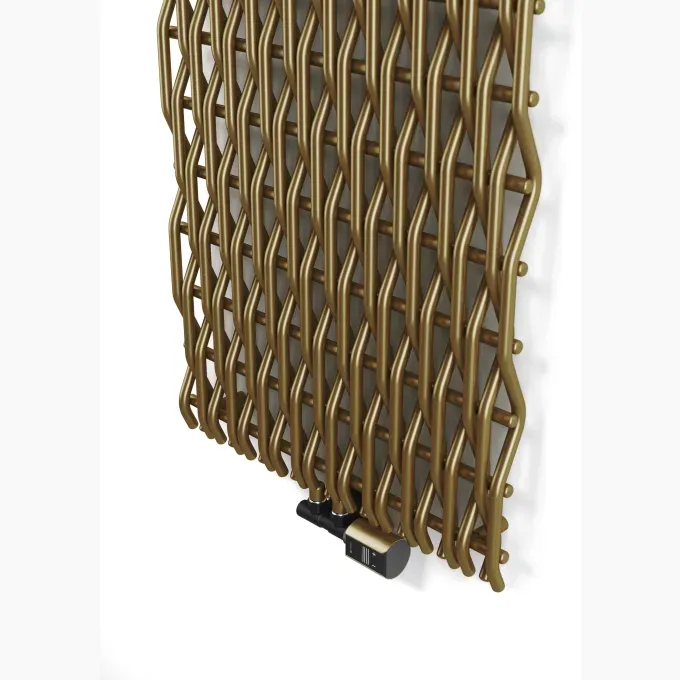 Designradiator Willow V detailopname van het gevlochten buispatroon
