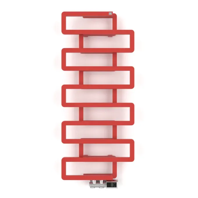 Handdoekradiator Bookie weergave in RAL 3028, rood, verticaal