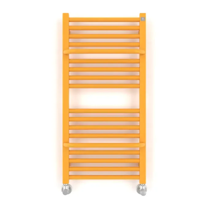 Handdoekradiator Lima One weergave in RAL 1003, geel, met zijaansluiting