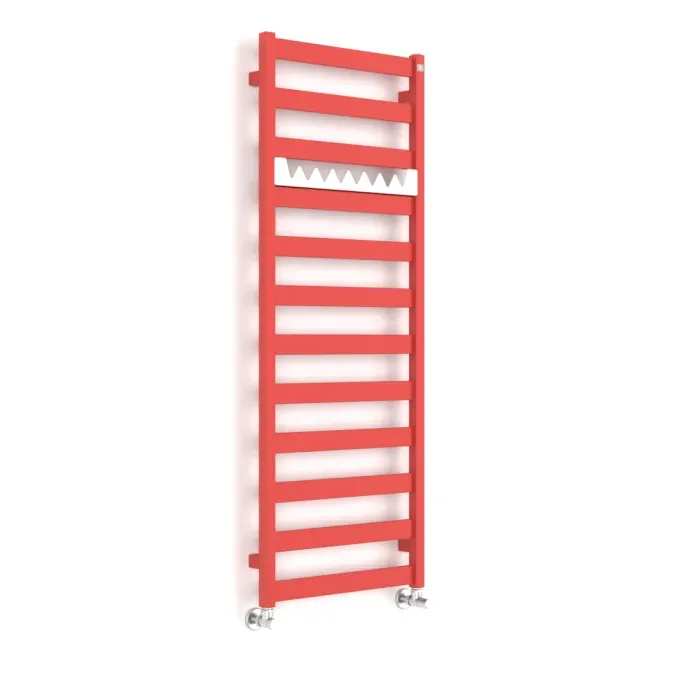 Handdoekradiator Vivo One weergave in RAL 3028, rood, met zijaansluiting