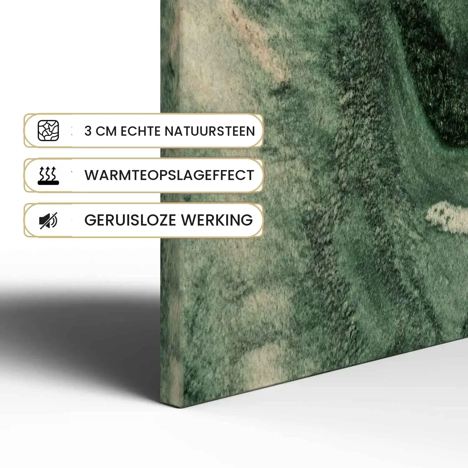 Designradiator Atlantis: 3 cm echte natuursteen, warmteopslageffect en geruisloze werking