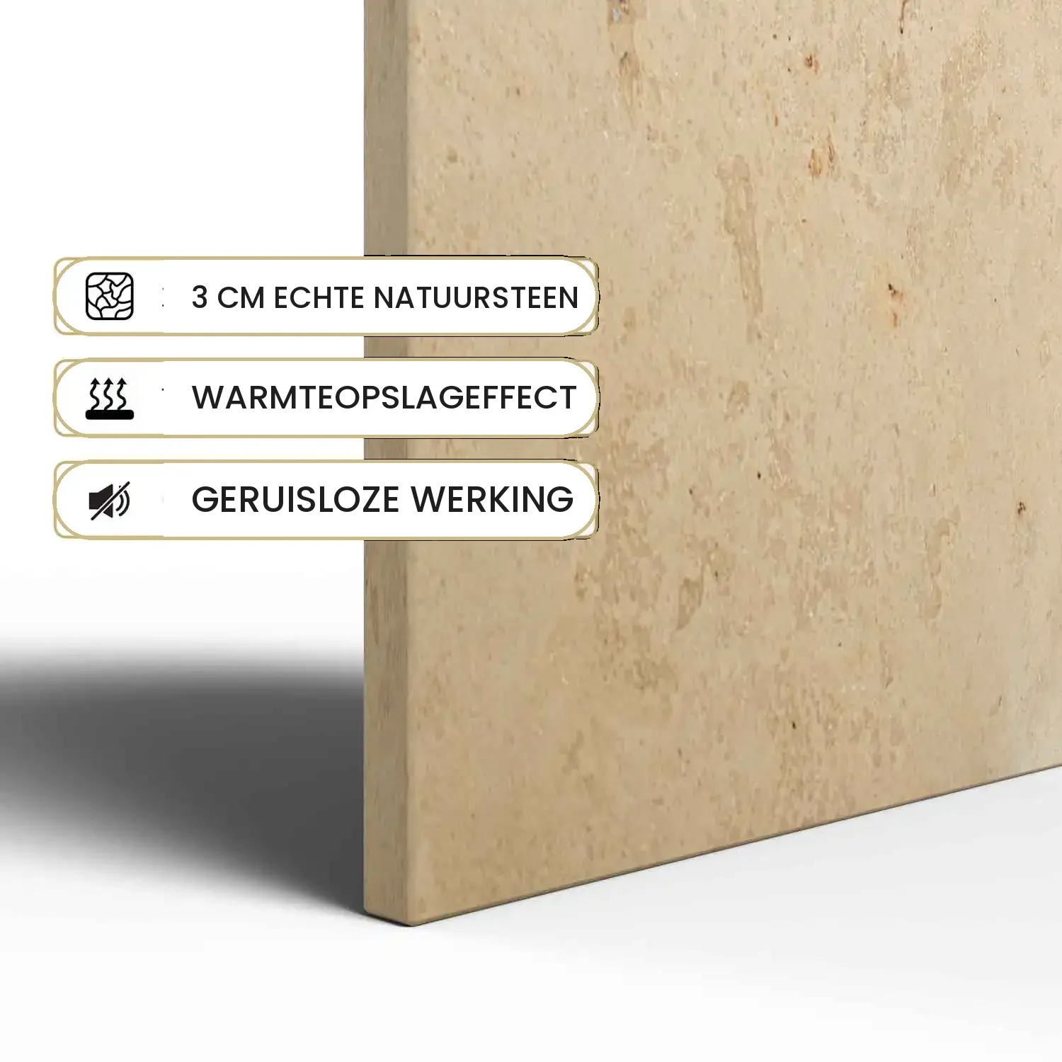 Designradiator Jura: 3 cm echte natuursteen, warmteopslageffect en geruisloze werking