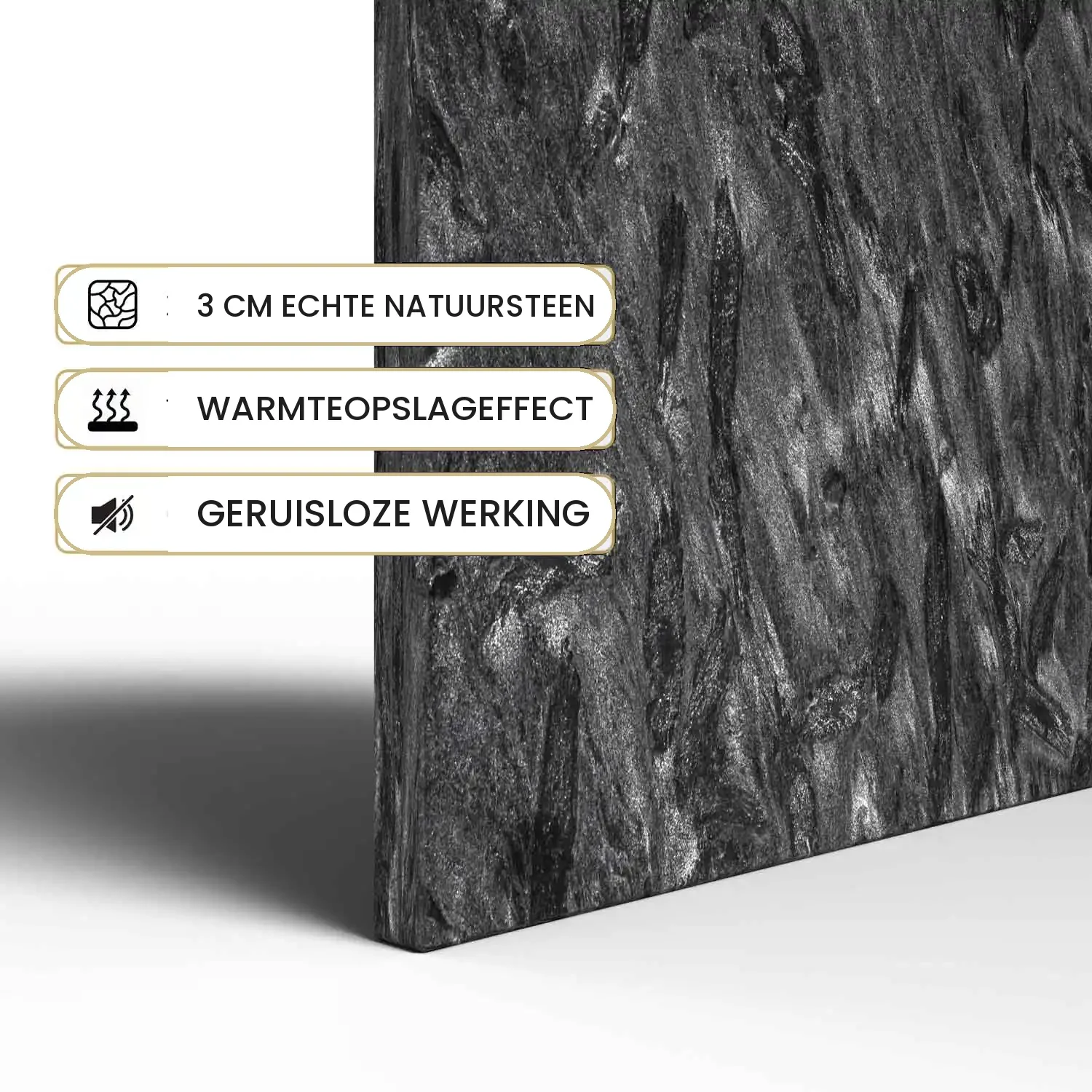 Designradiator Matrix: 3 cm echte natuursteen, warmteopslageffect en geruisloze werking