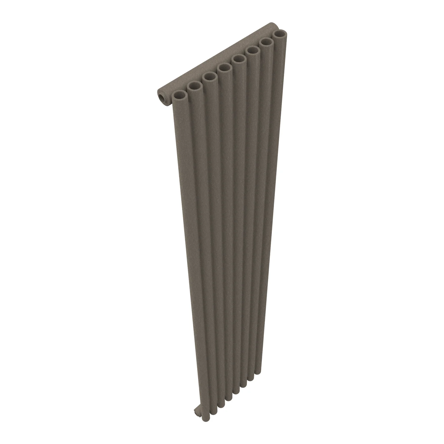 Designradiator Mega Mono in Cappuccino, schuin aanzicht op een witte achtergrond