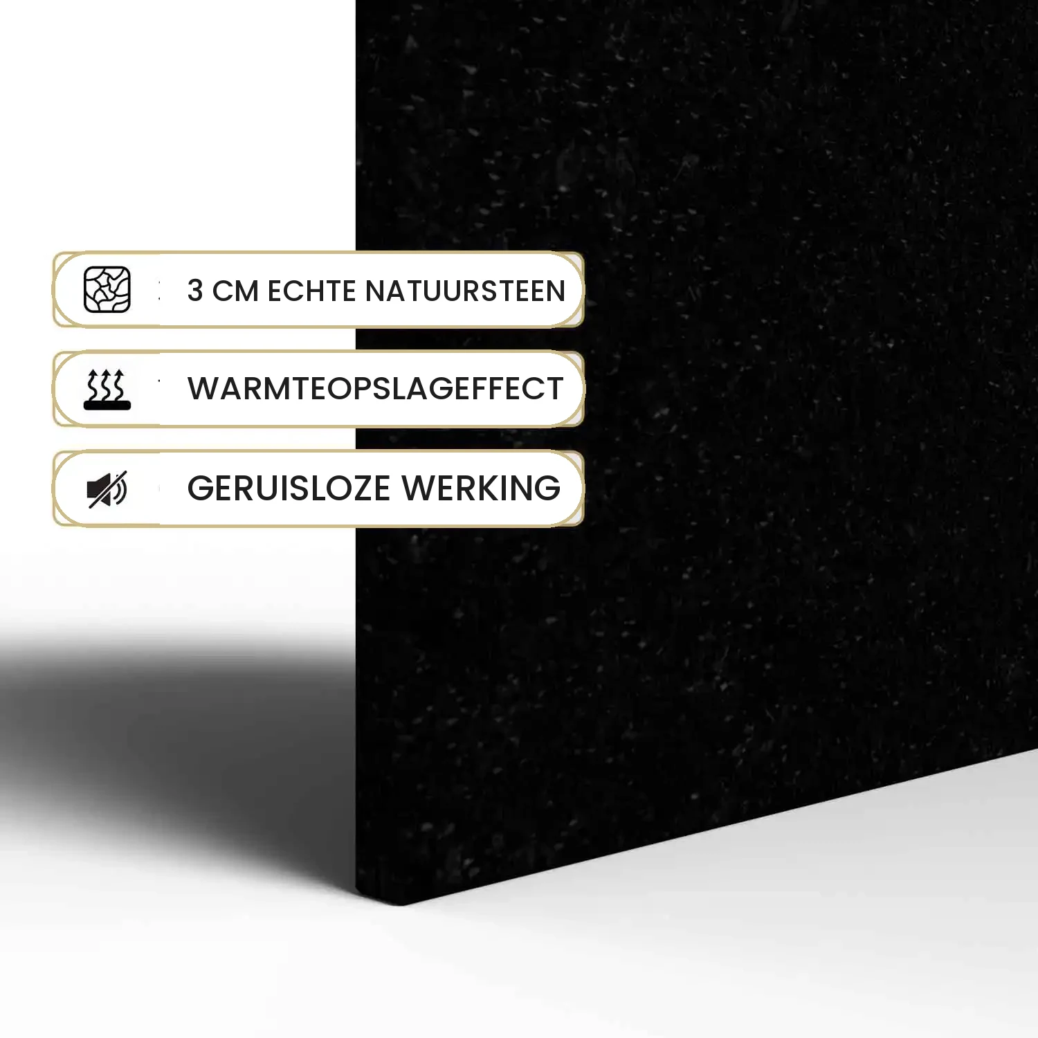Designradiator Nero Assoluto: 3 cm echte natuursteen, warmteopslageffect en geruisloze werking