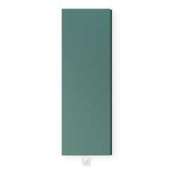 Designradiator Nova PPmix 2 in groenblauw met verwarmingselement, vooraanzicht op een witte achtergrond