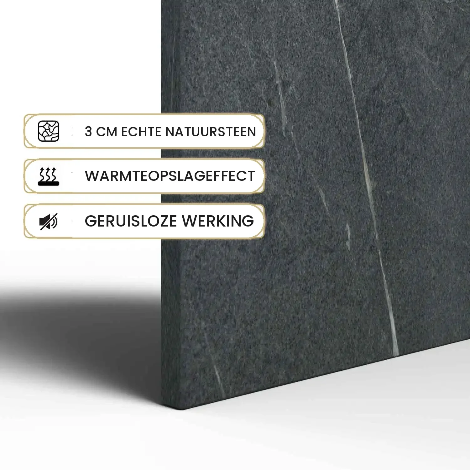 Designradiator Speksteen: 3 cm echte natuursteen, warmteopslageffect en geruisloze werking