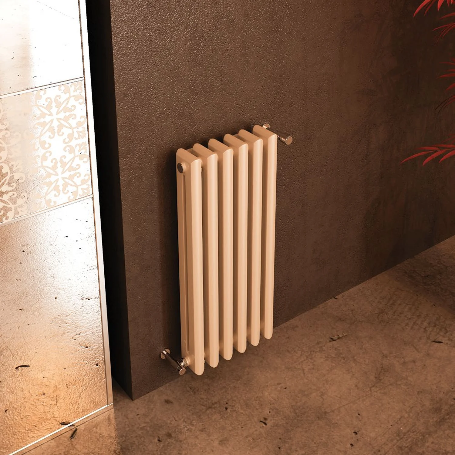 Designradiator Tosca 20 aan een donkere wand in een interieur