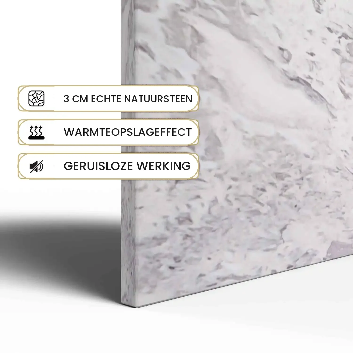 Designradiator Varios: 3 cm echte natuursteen, warmteopslageffect en geruisloze werking