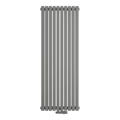 Designradiator Vertica D Bi in grijs, vooraanzicht op een witte achtergrond