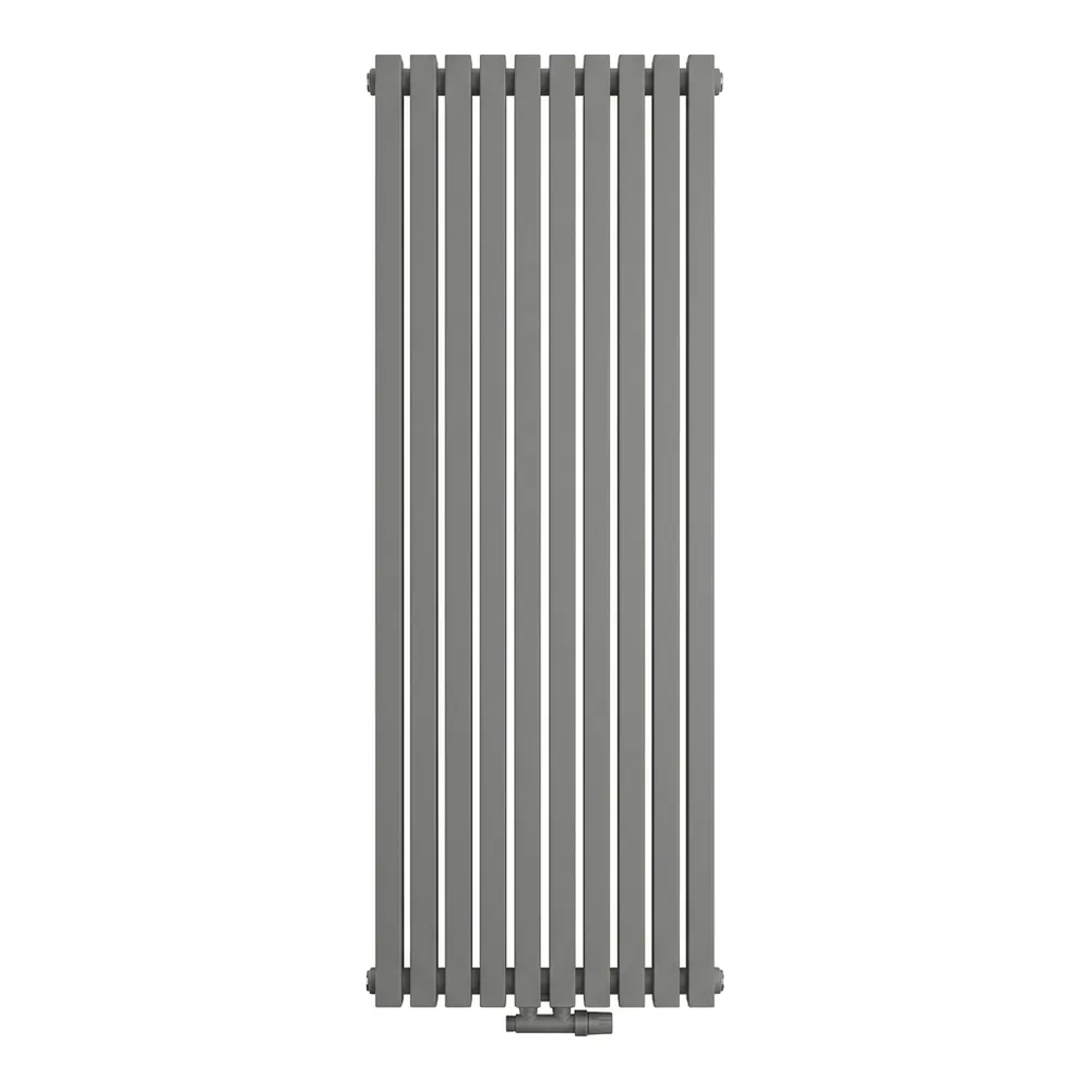 Designradiator Vertica D Bi in grijs, vooraanzicht op een witte achtergrond