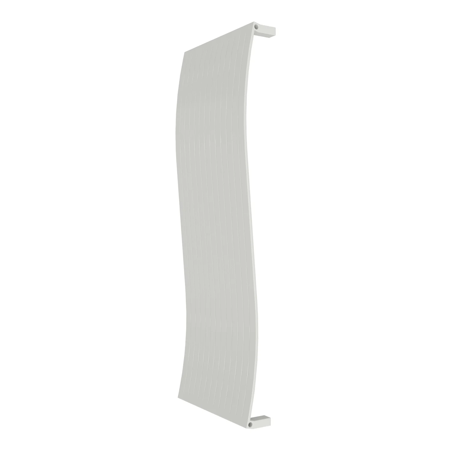 Designradiator Wave in wit, zijaanzicht met het golvend gebogen paneel