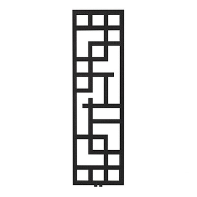 Designradiator Maze in Mat zwarte afwerking tegen een witte achtergrond - beschikbaar als CV radiator