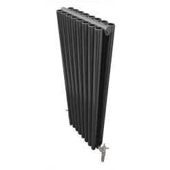 Designradiator Mega in de kleur Soft Metallic Grey tegen een witte achtergrond