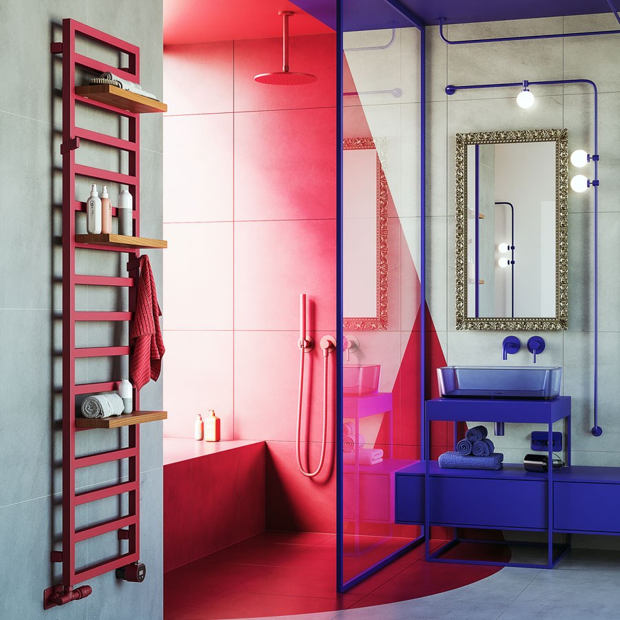 Handdoekradiator Grid in een interieur
