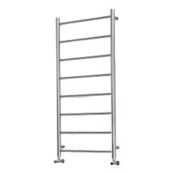 Handdoekradiator Premier XL Space in RVS, vrijstaand op een witte achtergrond