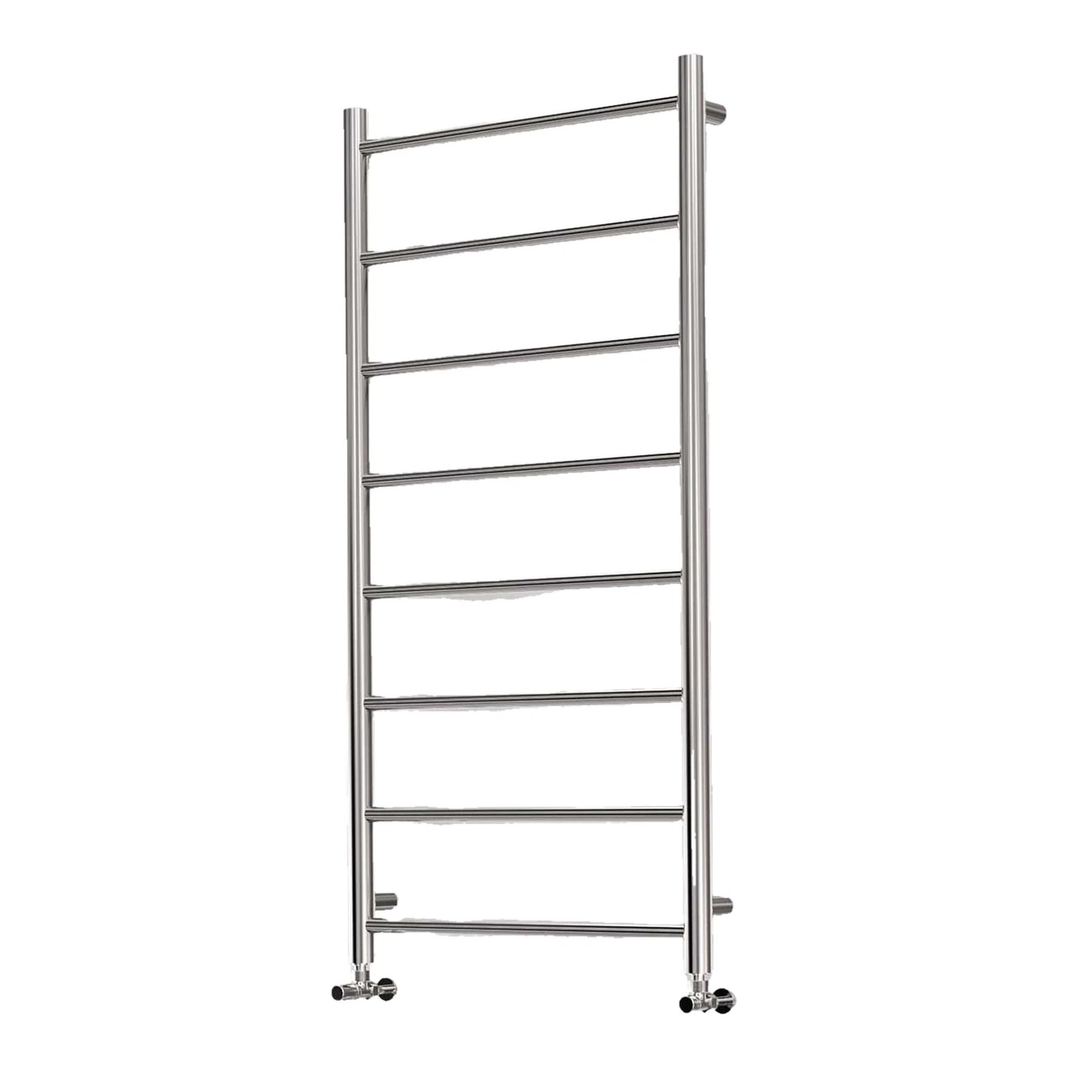 Handdoekradiator Premier XL Space in RVS, vrijstaand op een witte achtergrond