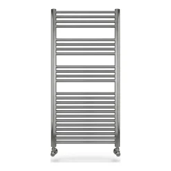 Handdoekradiator Premier XL in RVS, vooraanzicht op een witte achtergrond