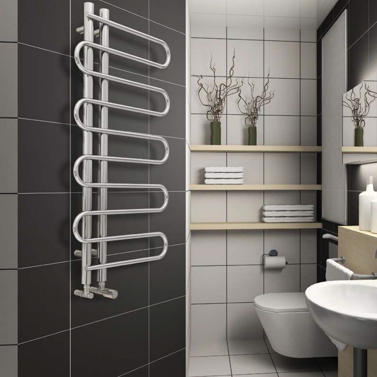 Handdoekradiator River in een interieur