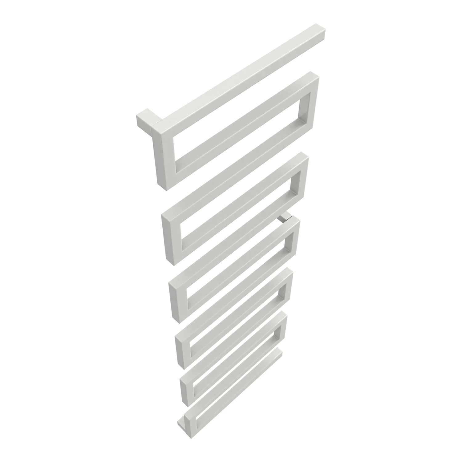 Handdoekradiator Serpentine in wit, schuin aanzicht op een witte achtergrond