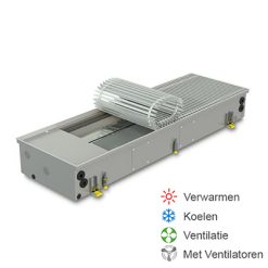 De Ecoluxe convectorput is uitgerust met ventilatoren. Geschikt voor LTV-systemen, aansluiting op ventilatiekanalen & koelen