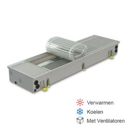 De Ecoplus convectorput is uitgerust met ventilatoren. Geschikt voor lage temperatuur verwarming en koelen
