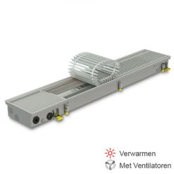 De Ecoline convectorput is geschikt voor lage temperatuur verwarming en is uitgerust met ventilatoren
