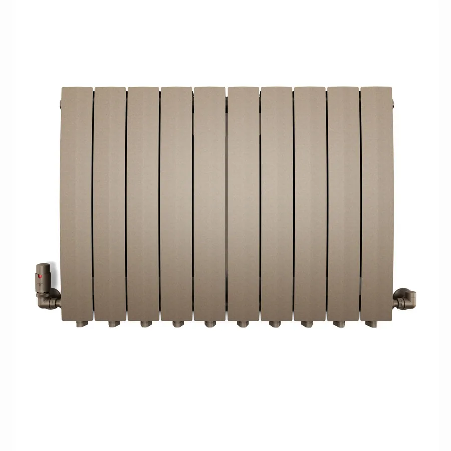 Aluminium ledenradiator Bergamo in een beige kleur, vooraanzicht