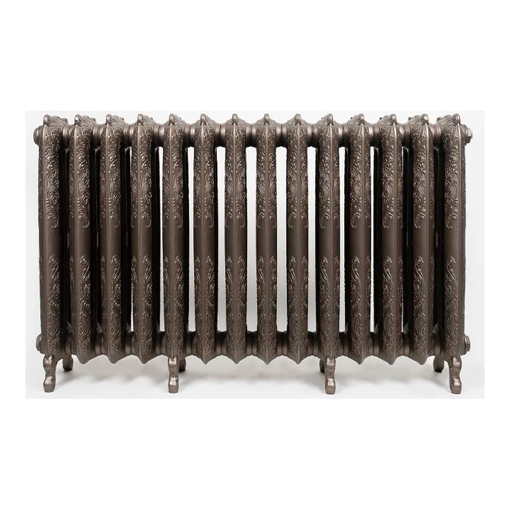 Brede gietijzeren radiator Oxford, vooraanzicht van het staande model