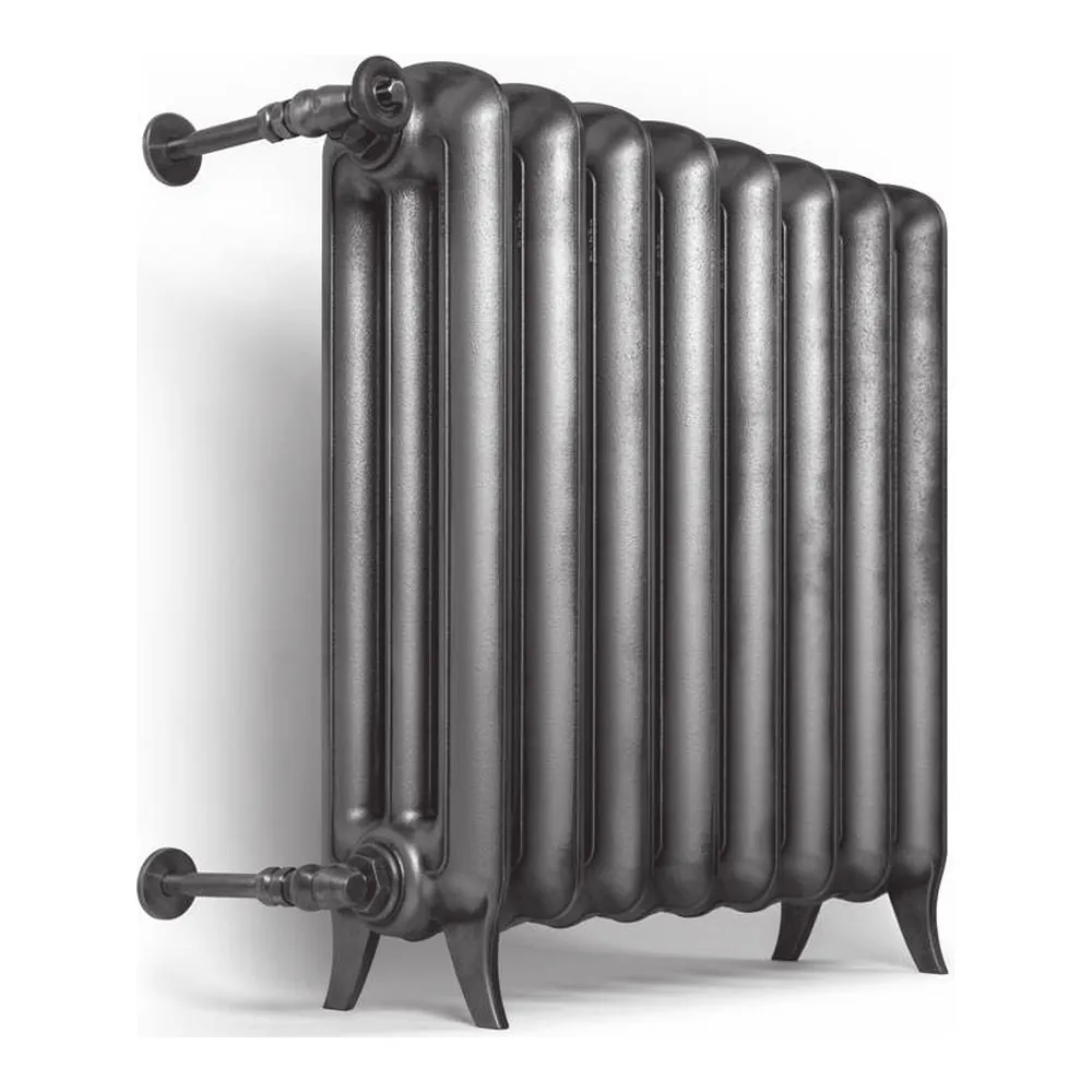 Gietijzeren radiator Plain 3K in Raw Metal, schuin aanzicht