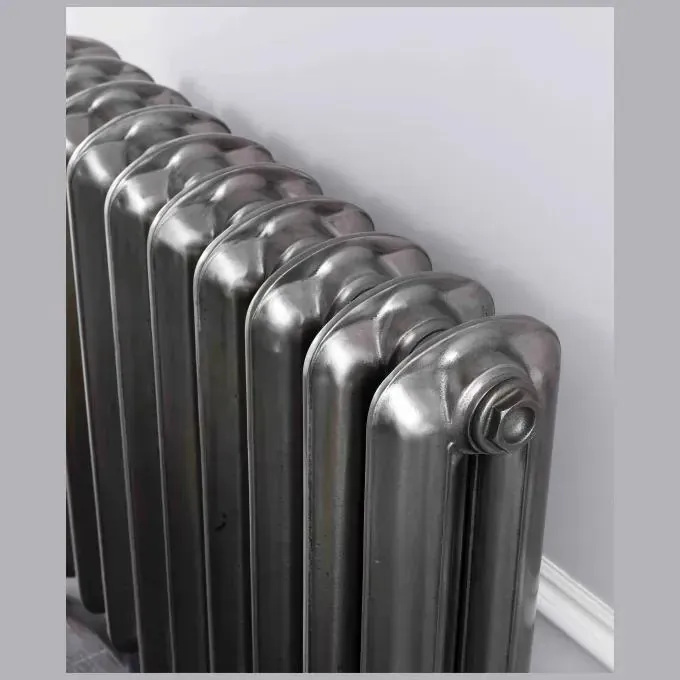 Detail van de gladde leden van de gietijzeren radiator Plain