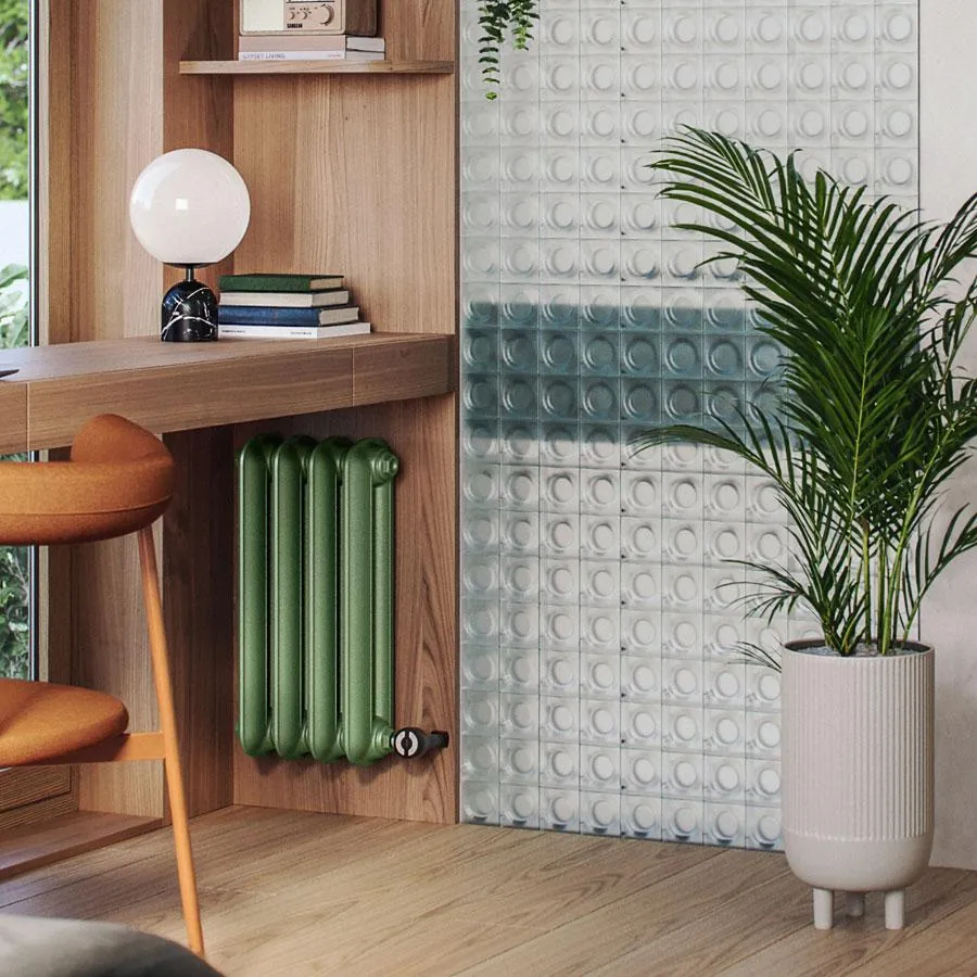 Gietijzeren radiator Plain bij een werkplek in een modern interieur